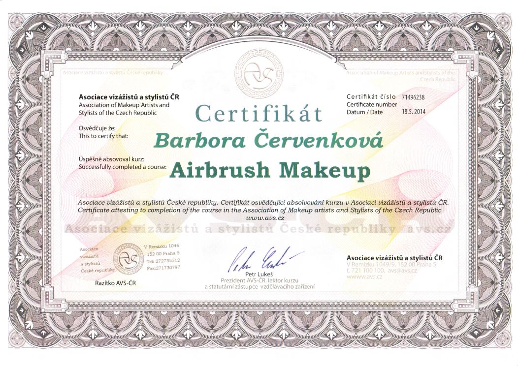 Association of Make-up Artists and Stylists of the Czech Republic - Airbrush Make-up